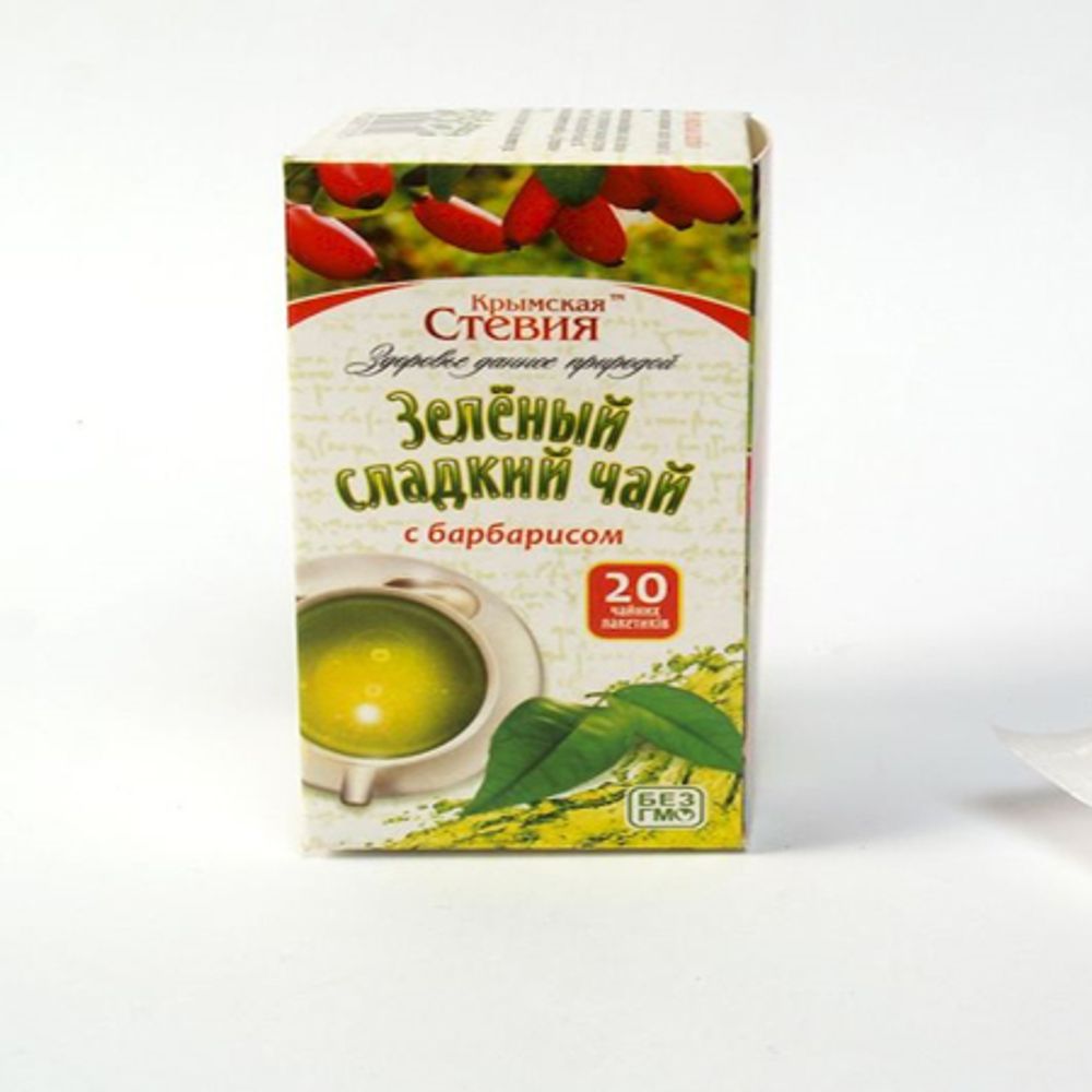 Зеленый чай со стевией и барбарисом 30 грамм (20 ф/п) ТМ Крымская Стевия